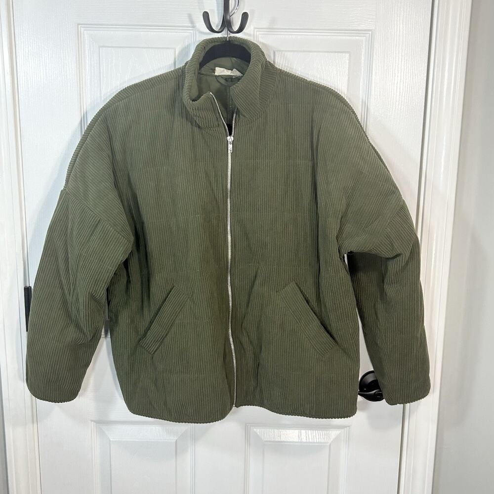 Altar'd State Corduroy Puffy Oversized Jacket Green Size Small